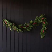 Load image into Gallery viewer, Red Plum Frosted Berry Norfolk Cypress Garland -

