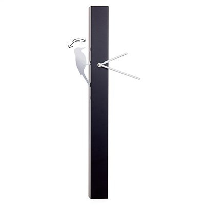 Woodpecker Motion Bird Clock-Black