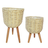 Cream Basket planter W' legs